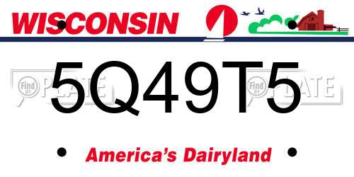 5Q49T5 Wisconsin License Plate