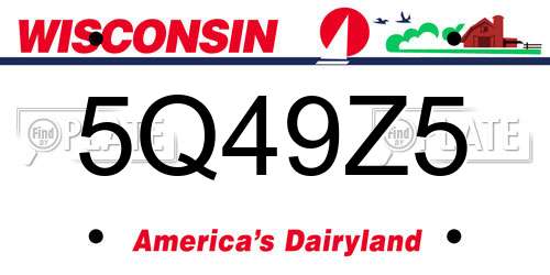 5Q49Z5 Wisconsin License Plate