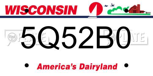 5Q52B0 Wisconsin License Plate