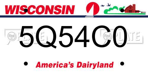 5Q54C0 Wisconsin License Plate