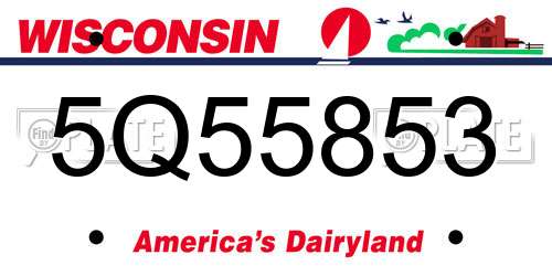 5Q55853 Wisconsin License Plate