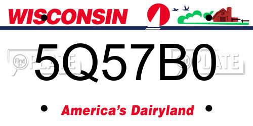 5Q57B0 Wisconsin License Plate