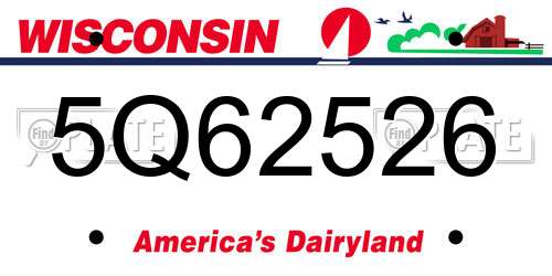 5Q62526 Wisconsin License Plate