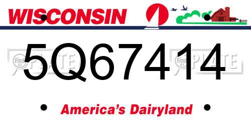 5Q67414 Wisconsin License Plate