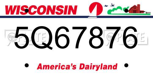 5Q67876 Wisconsin License Plate
