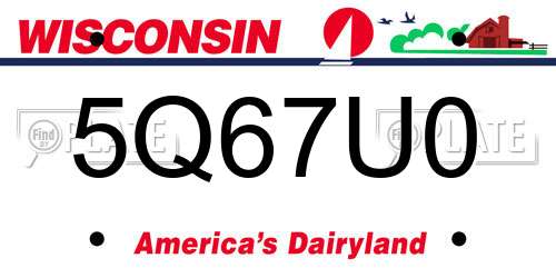 5Q67U0 Wisconsin License Plate
