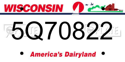 5Q70822 Wisconsin License Plate