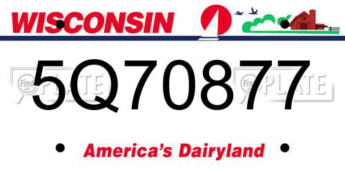 5Q70877 Wisconsin License Plate