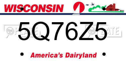 5Q76Z5 Wisconsin License Plate
