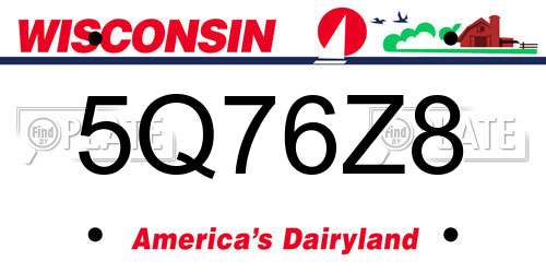 5Q76Z8 Wisconsin License Plate
