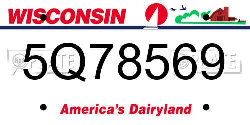 5Q78569 Wisconsin License Plate