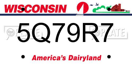 5Q79R7 Wisconsin License Plate