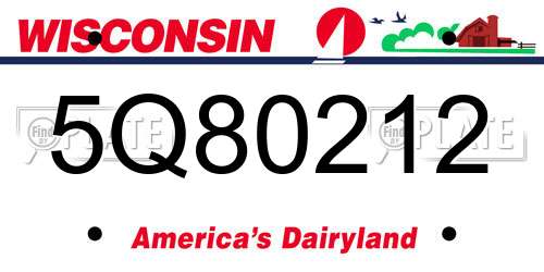 5Q80212 Wisconsin License Plate
