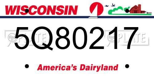 5Q80217 Wisconsin License Plate
