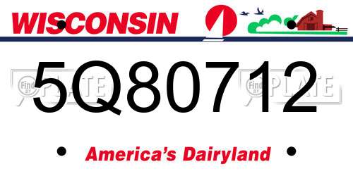 5Q80712 Wisconsin License Plate