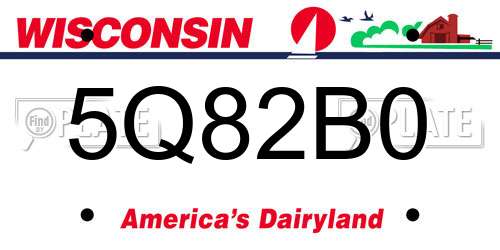 5Q82B0 Wisconsin License Plate