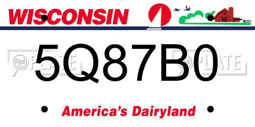 5Q87B0 Wisconsin License Plate