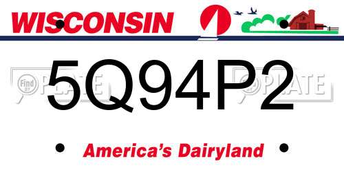 5Q94P2 Wisconsin License Plate