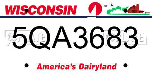 5QA3683 Wisconsin License Plate