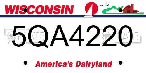 5QA4220 Wisconsin License Plate