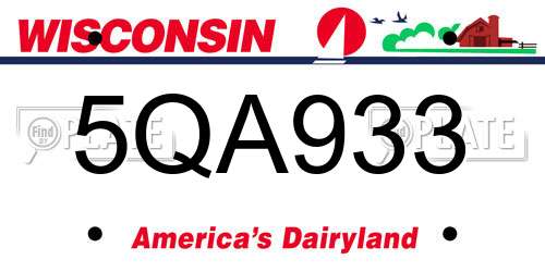 5QA933 Wisconsin License Plate