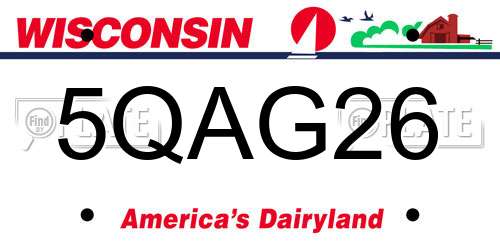 5QAG26 Wisconsin License Plate