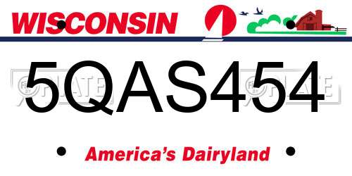 5QAS454 Wisconsin License Plate