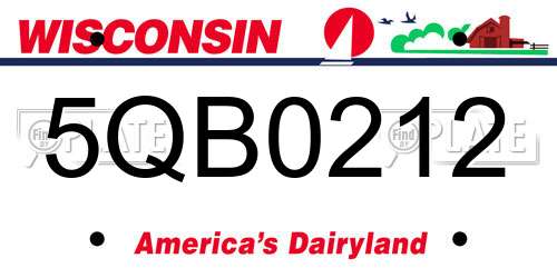 5QB0212 Wisconsin License Plate