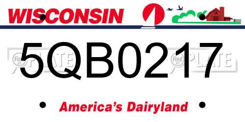 5QB0217 Wisconsin License Plate