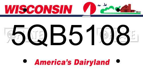 5QB5108 Wisconsin License Plate