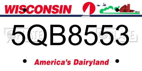 5QB8553 Wisconsin License Plate