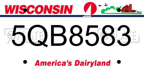 5QB8583 Wisconsin License Plate
