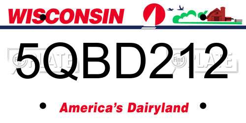 5QBD212 Wisconsin License Plate