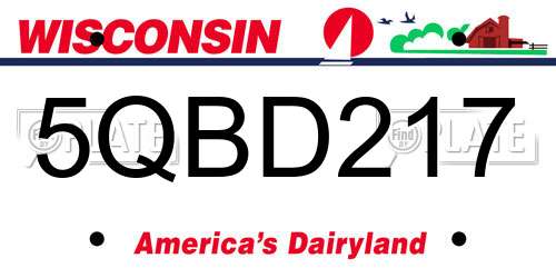 5QBD217 Wisconsin License Plate