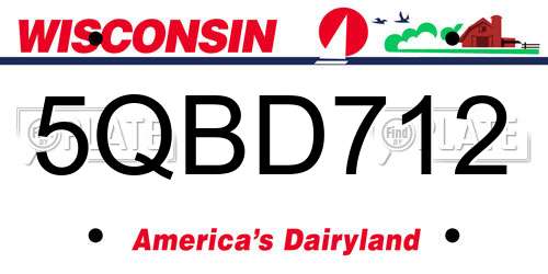 5QBD712 Wisconsin License Plate