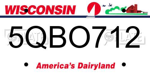 5QBO712 Wisconsin License Plate