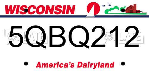 5QBQ212 Wisconsin License Plate