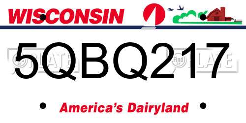 5QBQ217 Wisconsin License Plate