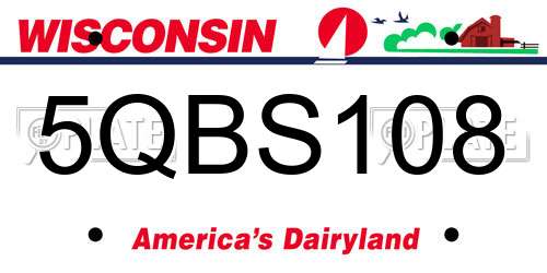 5QBS108 Wisconsin License Plate
