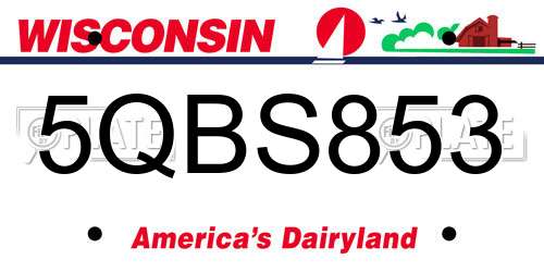 5QBS853 Wisconsin License Plate