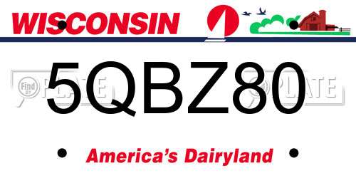 5QBZ80 Wisconsin License Plate