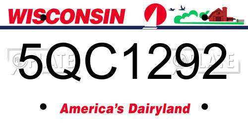 5QC1292 Wisconsin License Plate