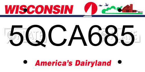 5QCA685 Wisconsin License Plate