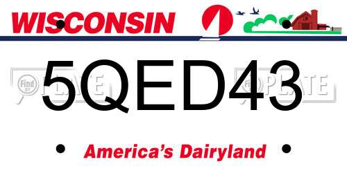 5QED43 Wisconsin License Plate
