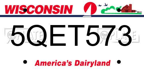 5QET573 Wisconsin License Plate