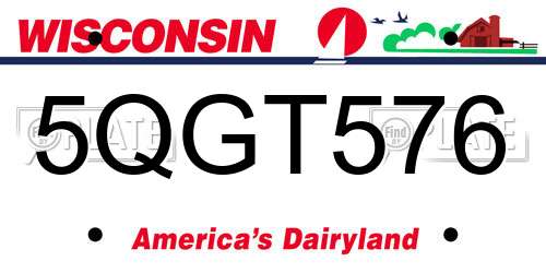 5QGT576 Wisconsin License Plate