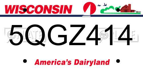 5QGZ414 Wisconsin License Plate
