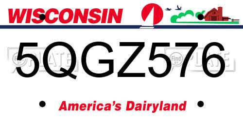 5QGZ576 Wisconsin License Plate