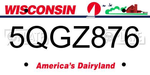 5QGZ876 Wisconsin License Plate
