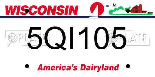 5QI105 Wisconsin License Plate